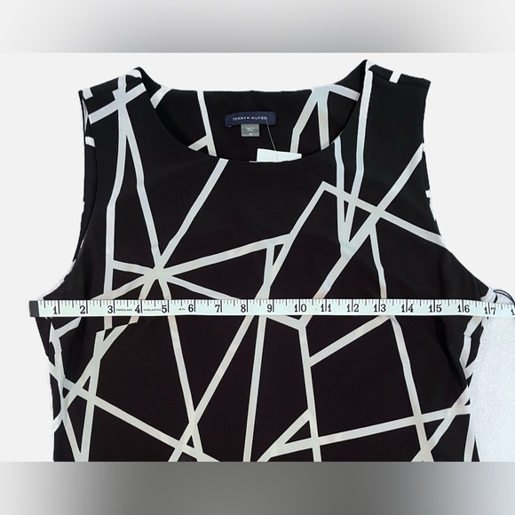 SOLD NWT Tommy Hilfiger Black/White Geometric Pattern Jersey Sheath Dress Sz 10 - Picture 6 of 11